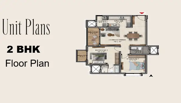 Purva Heritage 2 BHK Floor Plan