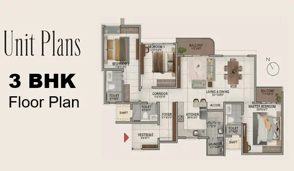 Purva Heritage 3 BHK Floor Plan