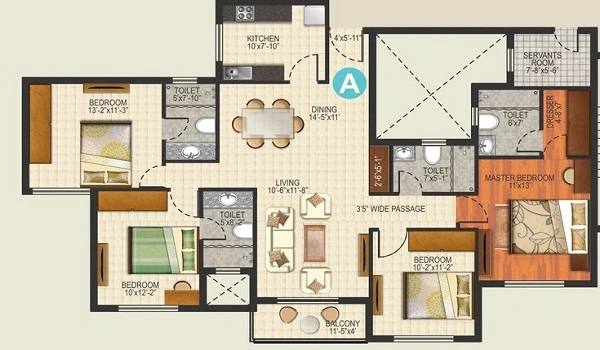 Purva Heritage 4 BHK Floor Plan