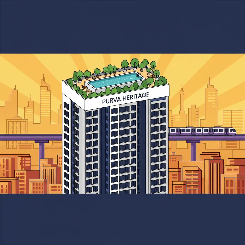 Purva Heritage luxury residential high-rise with 27 floors and rooftop pool on Kanakapura Road, South Bangalore