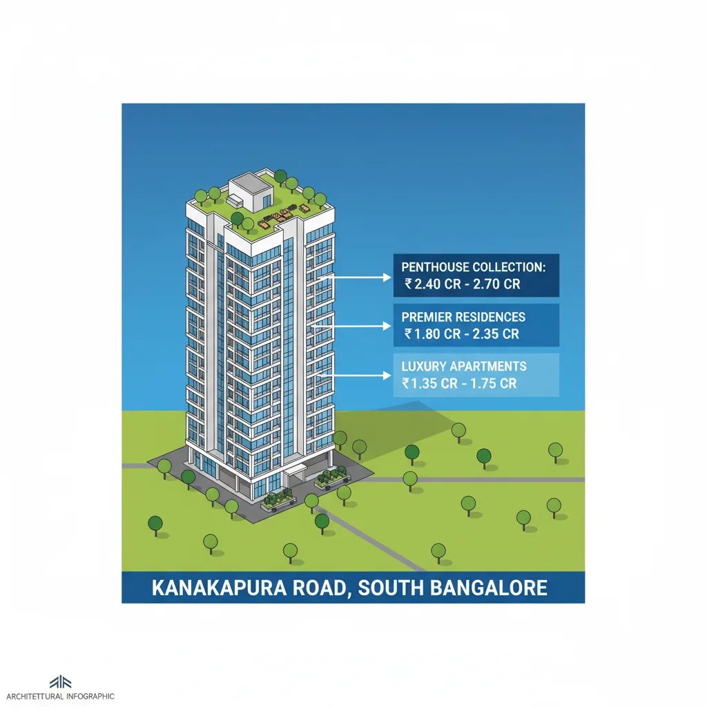 Purva Heritage luxury residential tower with pricing tiers infographic