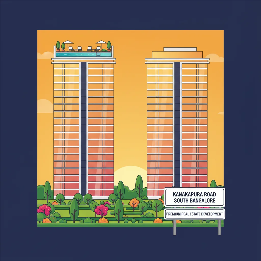 Purva Heritage luxury high-rise residential towers at sunset on Kanakapura Road, South Bangalore